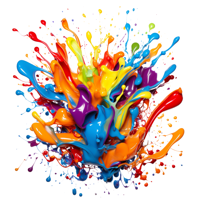 Explosive splash of multicolored paint, symbolizing creative and energized marketing.