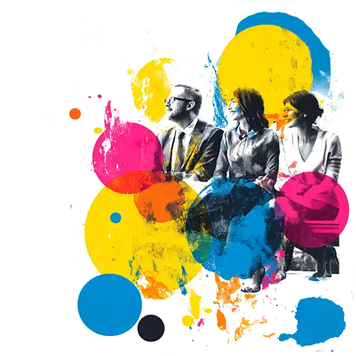 An abstract image of 3 founders.